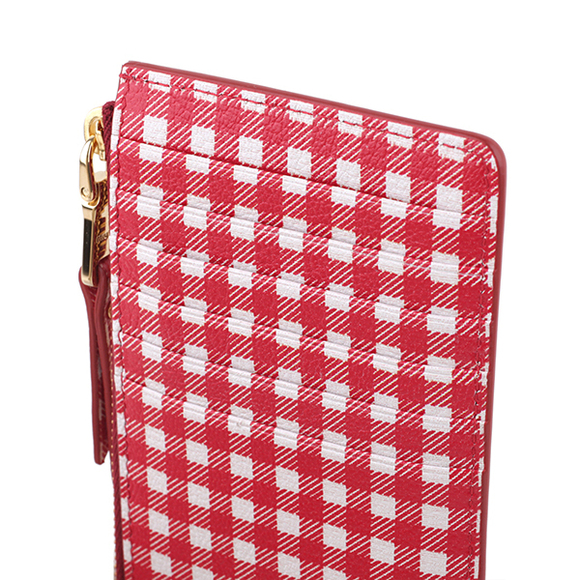 Miu Miu Card Case Madras Vichy Red White - Picture 7 of 9